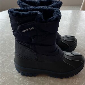 Lands' End Navy Quilted Waterproof Snow Boots
